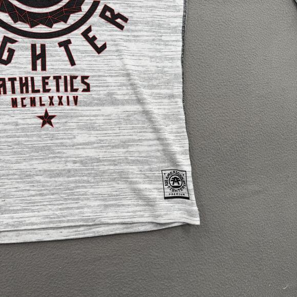 American Fighter Shirt Mens Large Heather Gray Long Sleeve Graphic Crewneck 1974 - Picture 7 of 9